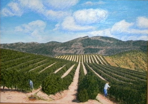 Vignes sartenaises-Le grapillage-acrylique-toile-8p(46x33)